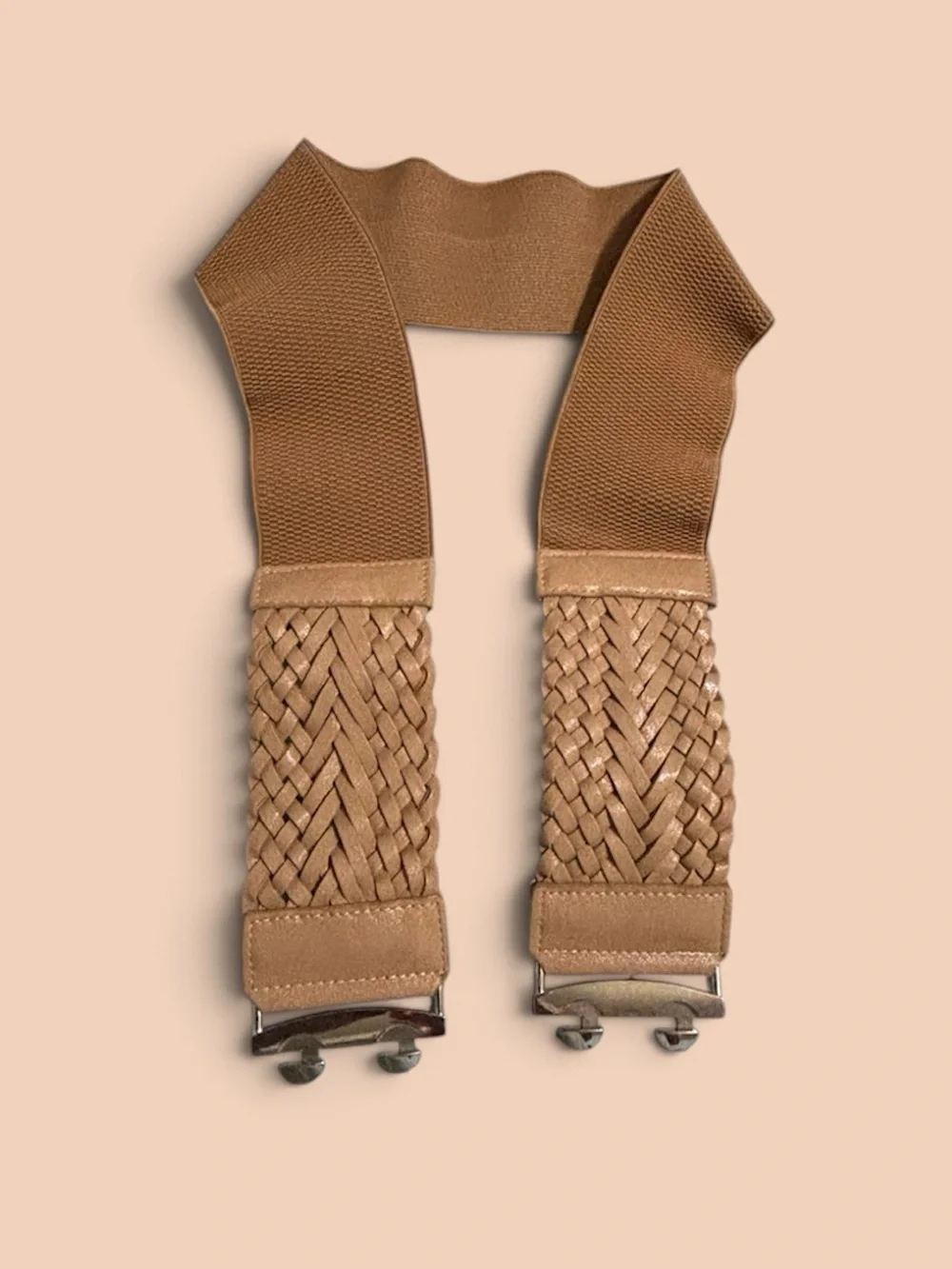 Women’s Woven Elastic Waist Belt in Tan
